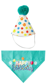 Simply Sweet Dog Birthday Hat and Bandana Set , Blue